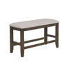 Benzara Dual Tone Counter Height Bench with Fabric Upholstered Seat, Brown and Gray