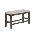 Benzara Dual Tone Counter Height Bench with Fabric Upholstered Seat, Brown and Gray