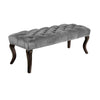 Benzara Button Tufted Fabric Upholstered Bench with Nailhead Trims, Brown and Gray