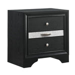 Benzara BM215463 2 Drawer Nightstand with Faux Diamond Front Pull Out Tray, Black