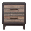 Benzara BM215469 Two Drawer Wooden Nightstand with Plank Style Fronts and Bar Handles, Brown