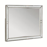Benzara Rectangular Dresser Top Mirror with Beaded Details, Silver