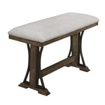 Benzara Counter Height Fabric Upholstered Bench with Trestle Base, Brown and Gray