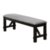 Benzara Dual Tone Fabric Upholstered Bench with Block Legs, Black and Light Gray