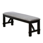 Benzara Dual Tone Fabric Upholstered Bench with Block Legs, Black and Light Gray