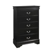 Benzara BM215481 5 Drawer Transitional Style Chest with Bracket Feet and Metal Pulls, Black