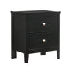 Benzara 2 Drawer Transitional Style Nightstand with Metal Knob Pulls, Black