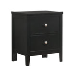 Benzara 2 Drawer Transitional Style Nightstand with Metal Knob Pulls, Black