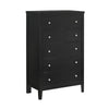 Benzara 5 Drawer Transitional Style Chest with Round Knob and Tapered Feet, Black