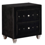 Benzara BM215563 Fabric Upholstered Wooden Nightstand with Two Drawers, Black