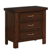 Benzara BM215570 Wooden Nightstand with Three Storage Drawers and Grain Details, Brown