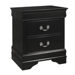 Benzara BM215578 Wooden Nightstand with Two Drawers and Bracket Feet, Black