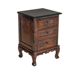 Benzara BM215610 Traditional 3 Drawer Chest with Wooden Carvings and Cabriole Feet, Brown