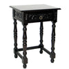 Benzara BM215611 1 Drawer Wing Table with Scroll Engravings and Turned Feet, Dark Brown