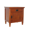 Benzara BM215618 1 Drawer Night Stand with 1 Storage Cabinet and Mission Bale Pulls, Brown