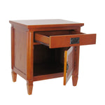 Benzara BM215618 1 Drawer Night Stand with 1 Storage Cabinet and Mission Bale Pulls, Brown