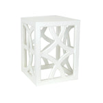 Benzara BM215623 Contemporary Style Square Side Table with Open Lattice Design, White