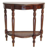 Benzara BM215628 1 Drawer Half Moon Shaped Console with Bulged Front and Turned Legs, Brown