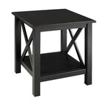 Benzara BM215638 Rectangular Wooden Frame End Table with Open Bottom Shelf, Black