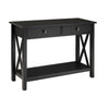 Benzara BM215639 Rectangular Wooden Console Table with 2 Drawers and Open Shelf, Black