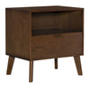 Benzara BM215643 Grained Wooden Frame Nightstand with 1 Drawer and 1 Open Shelf, Brown