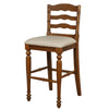 Benzara BM215654 Wooden Frame Barstool with Scalloped Cut Out and Padded Seat, Brown