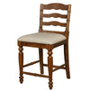 Benzara BM215655 Wooden Frame Counter Stool with Scalloped Cut Out and Padded Seat, Brown