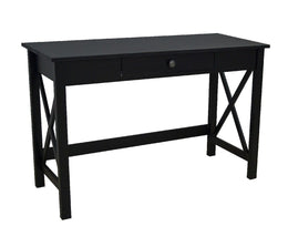 Benzara BM215659 Transitional 1 Drawer Wooden Laptop Desk with X Frames, Black