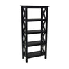Benzara BM215660 Transitional 5 Tier Wooden Bookcase X Shape Side Frames, Black