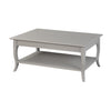 Benzara BM215666 Wooden Coffee Table with Open Bottom Shelf and Sabre Legs, Gray