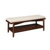 Benzara BM215771 Transitional Style Wooden Bench with cushioned seat, Beige and Brown