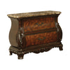Benzara BM215820 Bombe Shaped Nightstand with Carving and Molded Details, Cherry Brown
