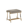 Benzara BM215836 Channel Tufted Fabric Vanity Stool with Metal Legs, Gray and Gold