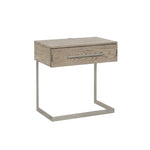 Benzara BM215839 1 Drawer Nightstand with Grain Details and Cantilever Base, Brown and Gold