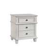 Benzara BM215847 3 Drawer Farmhouse Style Nightstand with Metal Knobs and Tapered Feet, White