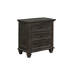 Benzara BM215853 Planked Rough Hewn Saw Texture 3 Drawer Nightstand with Metal Handle, Gray