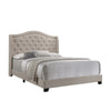 Benzara BM215896 Fabric Upholstered Wooden Demi Wing Full Bed with Camelback Headboard, Beige