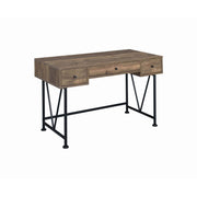Benzara BM215980 Traditional Style Wooden Writing Desk with 3 Drawers, Rustic Oak and Black
