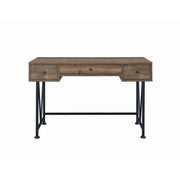 Benzara BM215980 Traditional Style Wooden Writing Desk with 3 Drawers, Rustic Oak and Black
