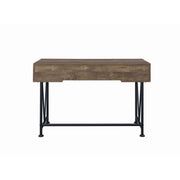 Benzara BM215980 Traditional Style Wooden Writing Desk with 3 Drawers, Rustic Oak and Black