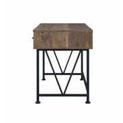 Benzara BM215980 Traditional Style Wooden Writing Desk with 3 Drawers, Rustic Oak and Black