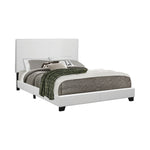 Benzara BM216028 Leatherette Upholstered Full Size Platform Bed with Chamfered Legs, White