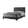 Benzara BM216087 Full Size Bed with Square Button Tufted Headboard, Dark Gray