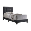 Benzara BM216090 Twin Size Bed with Square Button Tufted Headboard, Dark Gray