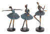 Benzara BM216404 Polystone Frame Ballet Girl Sculpture, Assortment of 3, Gray