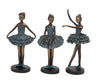 Benzara BM216405 Polystone Frame Ballet Girl Sculpture, Assortment of 3, Gray and Bronze