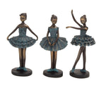 Benzara BM216405 Polystone Frame Ballet Girl Sculpture, Assortment of 3, Gray and Bronze