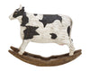 Benzara BM216410 Polystone Frame Cow Sculpture on Wooden Base, Black and White