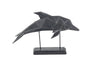 Benzara BM216412 Metal Frame Polystone Dolphin Sculpture on Stable Base, Black