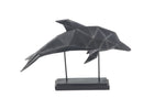 Benzara BM216412 Metal Frame Polystone Dolphin Sculpture on Stable Base, Black